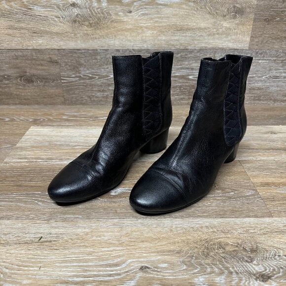 Nine West Shoes - Nine West Icelando Black Leather Pull On Ankle Boots Women Size 10